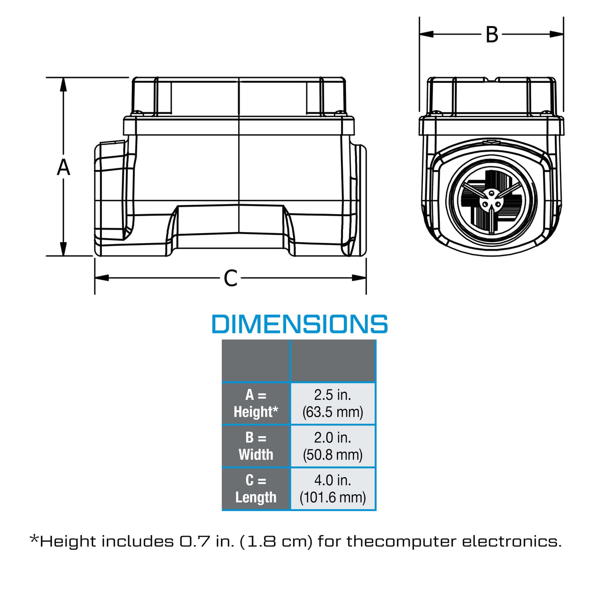 Paddlewheel Flow Meter, Low Flow, Battery Powered Display, Nylon Body for Water and Non-Aggressive Chemicals