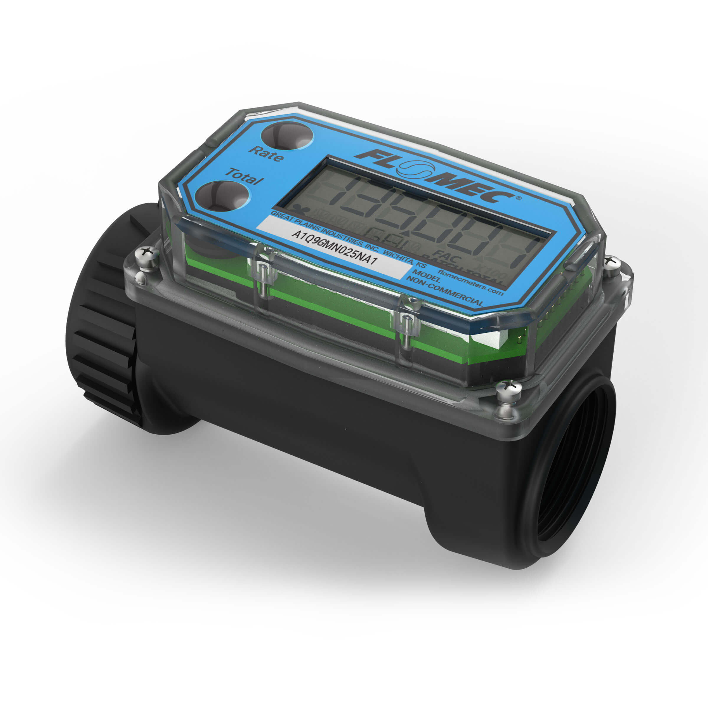 FLOMEC A1 series 1-inch Nylon flow meter for water and non-aggressive chemicals Gallon measure